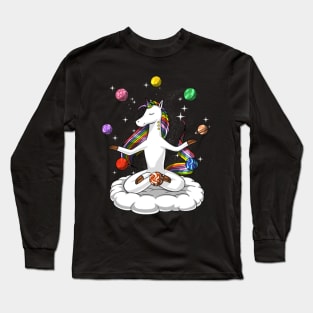 Space Unicorn Yoga Meditation Astronomy Lover Long Sleeve T-Shirt